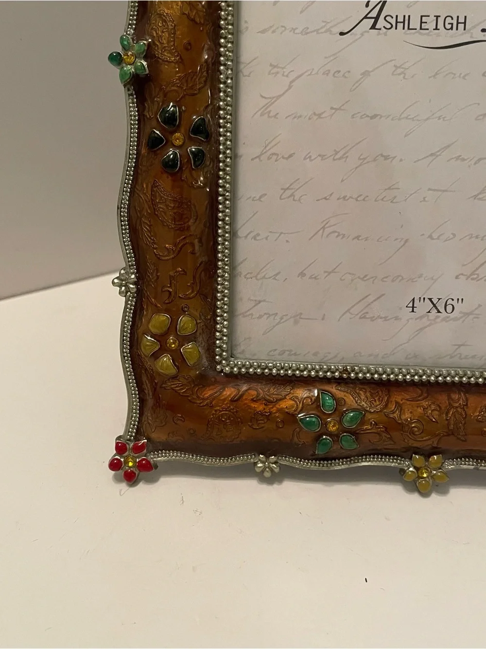 Ashleigh Manor 4x6 Photo Frame Enamel Flowers